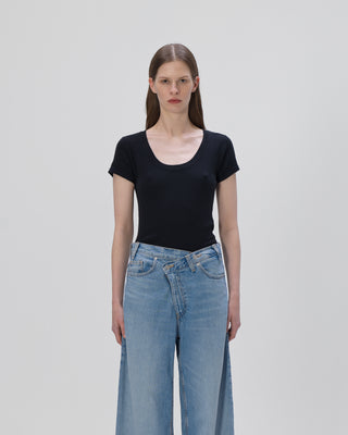Ella Silla 100 Prozent Kaschmir Kurzarm T-Shirt, schwarz, weich, elegant  