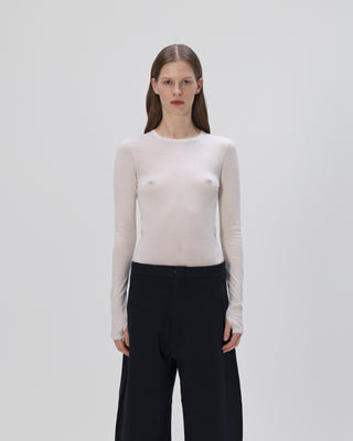 Ella Silla 100 Prozent Kaschmir Longsleeve Damen, ecru, weich, elegant 