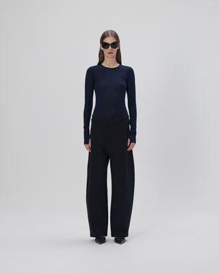 Ella Silla 100 Prozent Kaschmir Longsleeve Damen, navy, weich, elegant 