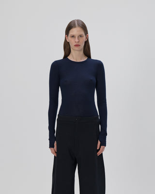 Ella Silla 100 Prozent Kaschmir Longsleeve Damen, navy, weich, elegant 