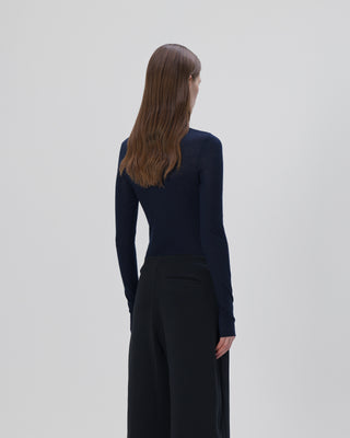 Ella Silla 100 Prozent Kaschmir Longsleeve Damen, navy, weich, elegant 