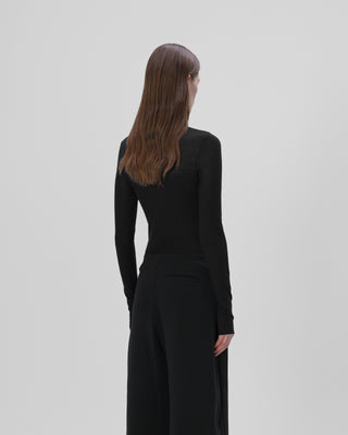 Ella Silla 100 Prozent Kaschmir Longsleeve mit Strickmuster Damen, schwarz, weich, elegant 