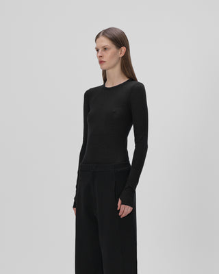 Ella Silla 100 Prozent Kaschmir Longsleeve  Damen, schwarz, weich, elegant 