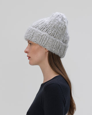 Ella Silla 100 Prozent Kaschmir Rippstrick Beanie Damen, grau, weich, elegant 