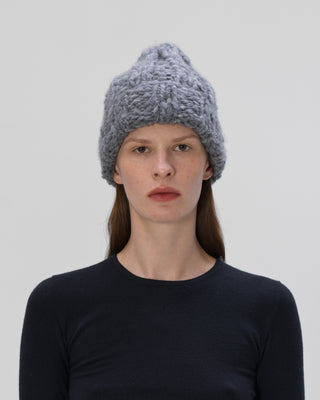 Ella Silla 100 Prozent Kaschmir Rippstrick Beanie Damen, grau melange, weich, elegant 