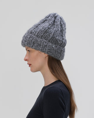 Ella Silla 100 Prozent Kaschmir Rippstrick Beanie Damen, grau melange, weich, elegant 