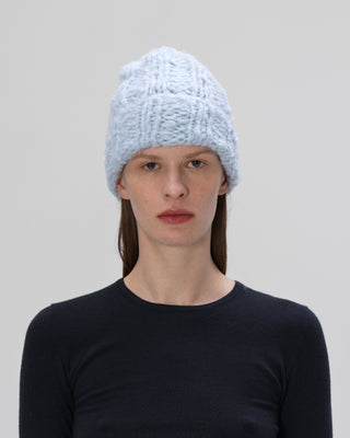 Ella Silla 100 Prozent Kaschmir Rippstrick Beanie Damen, hellblau, weich, elegant 