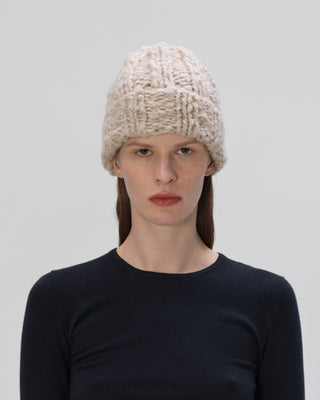 Ella Silla 100 Prozent Kaschmir Rippstrick Beanie Damen, light beige, weich, elegant 