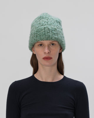 Ella Silla 100 Prozent Kaschmir Rippstrick Beanie Damen, light grün, weich, elegant 