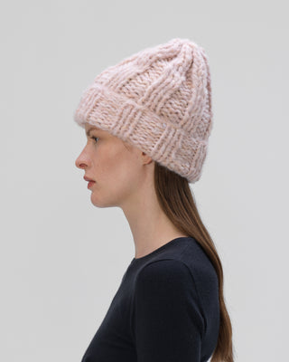 Ella Silla 100 Prozent Kaschmir Rippstrick Beanie Damen, rosa, weich, elegant 
