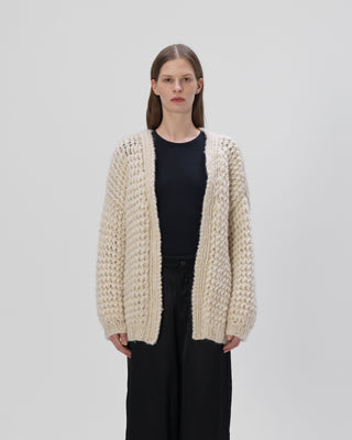 Ella Silla 100 Prozent Kaschmir Cardigan mit Strickmuster Damen, beige, Rundhals, weich, elegant 