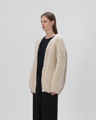 Ella Silla 100 Prozent Kaschmir Cardigan mit Strickmuster Damen, beige, Rundhals, weich, elegant 
