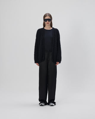 Ella Silla 100 Prozent Kaschmir Cardigan mit Strickmuster Damen, schwarz, weich, elegant 