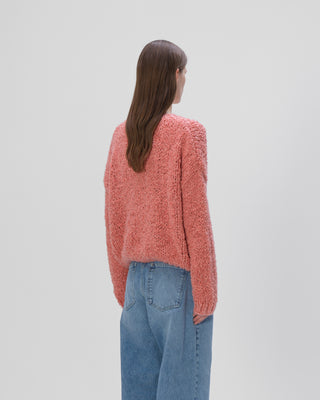 Ella Silla 100 Prozent Kaschmir Strickjacke mit Knöpfen und Pailletten Damen, hellrot, Rundhals, weich, elegant 
