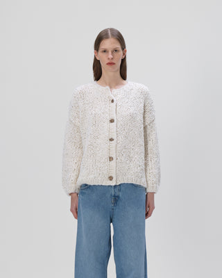 Ella Silla 100 Prozent Kaschmir Strickjacke mit Knöpfen und Pailletten Damen, hellrot, Rundhals, weich, elegant 