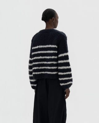 Ella Silla 100 Prozent Kaschmir Cardigan mit Strickmuster Damen, midnight, weich, elegant 
