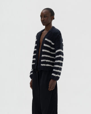 Ella Silla 100 Prozent Kaschmir Cardigan mit Strickmuster Damen, midnight, weich, elegant 