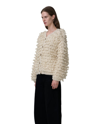 exclusive fringe jacket - ecru