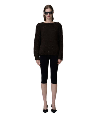 Rundhalspullover mit Pailletten - Choco