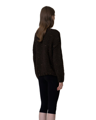 round neck with sequins - choco