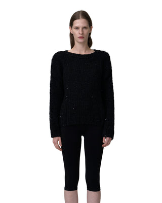 round neck with sequins - black