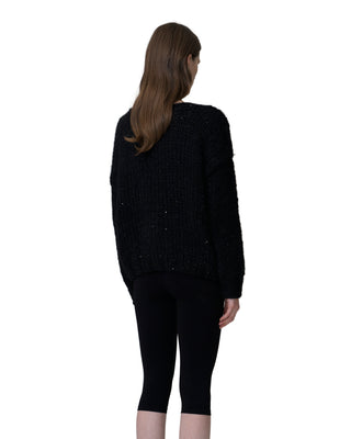 round neck with sequins - black