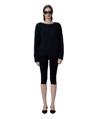 Rundhalspullover mit Pailletten - Midnight